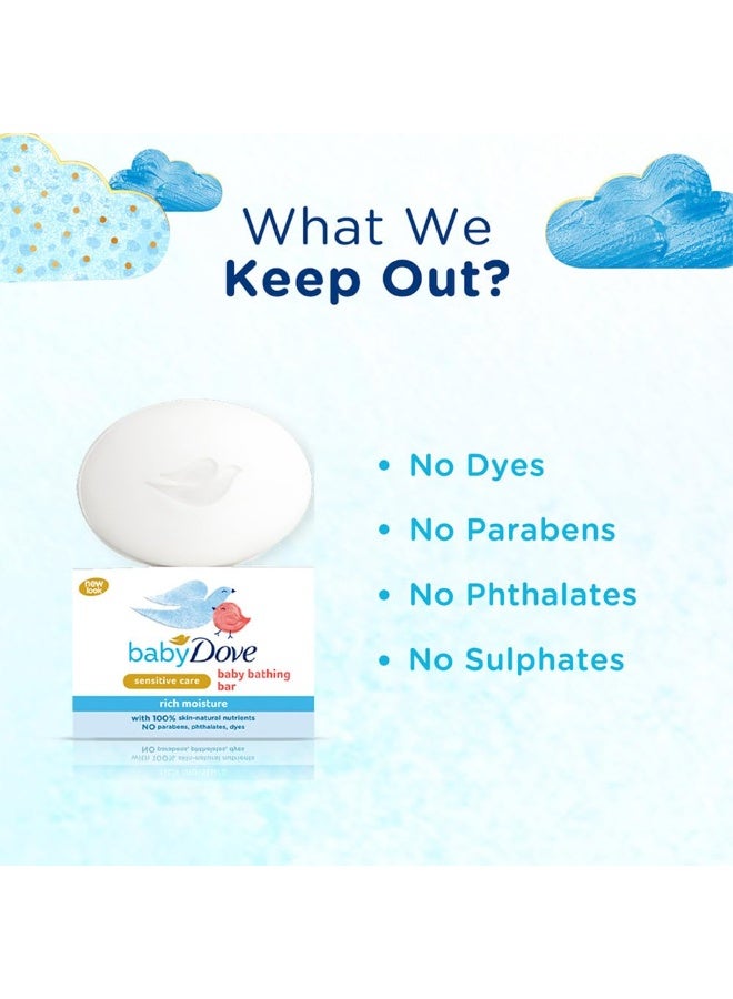 Dove Baby Dove Rich Moisture Bathing Bar, Gently Cleanse and Nourishes Skin, 75g (Pack of 4) - Image 2